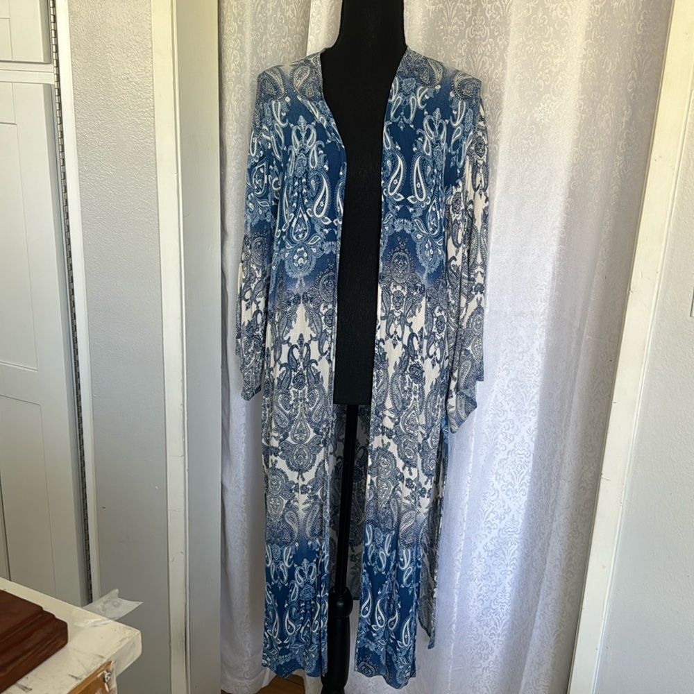 AUDREY 3+1 Kimono Beach Cover up Duster Sz: L